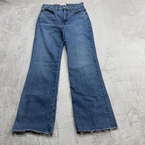 Etica Wide Leg Jeans Womens 26 Blue High Rise Raw Hem Retro 70s Flare Boho Denim